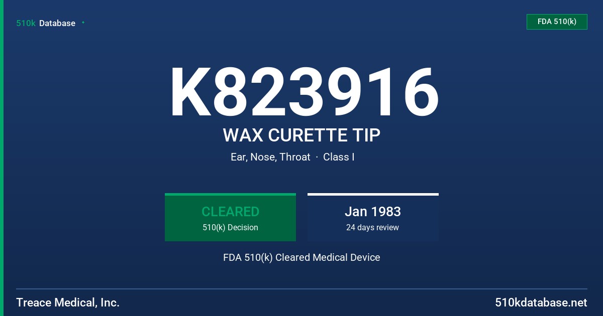 K823916 WAX CURETTE TIP FDA 510(k) Cleared Medical Device