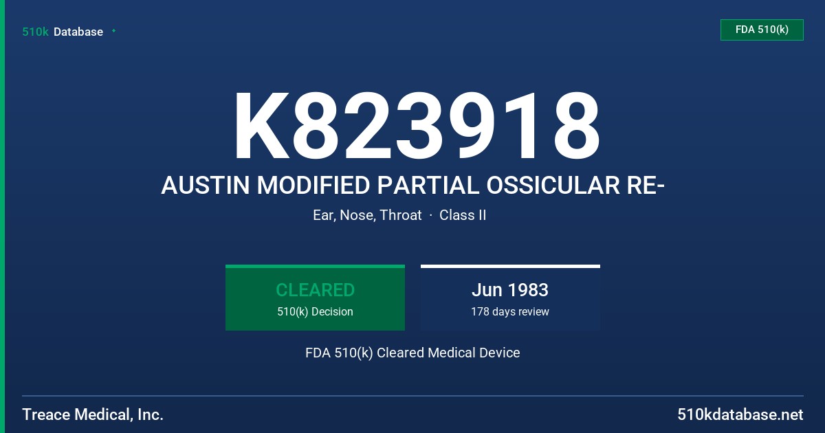 K823918 AUSTIN MODIFIED PARTIAL OSSICULAR RE- FDA 510(k) Cleared Medical Device