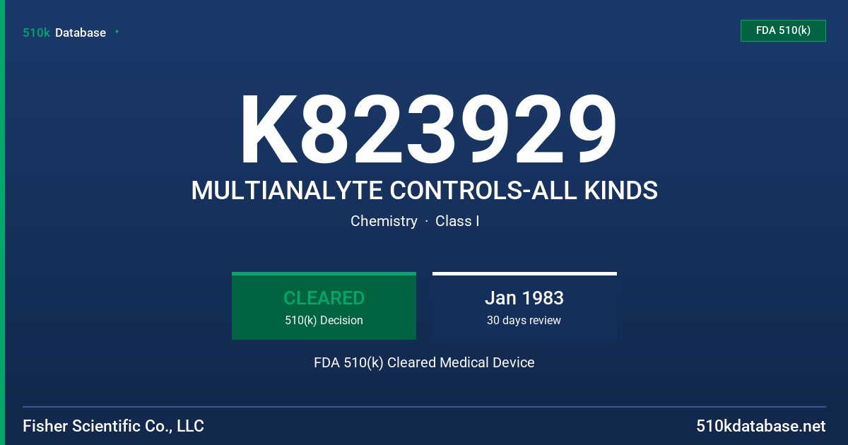 K823929 MULTIANALYTE CONTROLS-ALL KINDS FDA 510(k) Cleared Medical Device