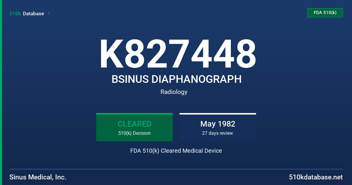 K827448 BSINUS DIAPHANOGRAPH FDA 510(k) Cleared Medical Device