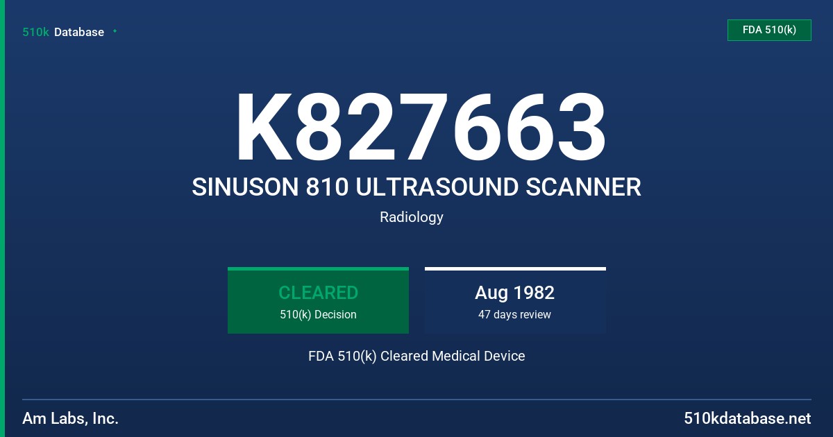 K827663 SINUSON 810 ULTRASOUND SCANNER FDA 510(k) Cleared Medical Device