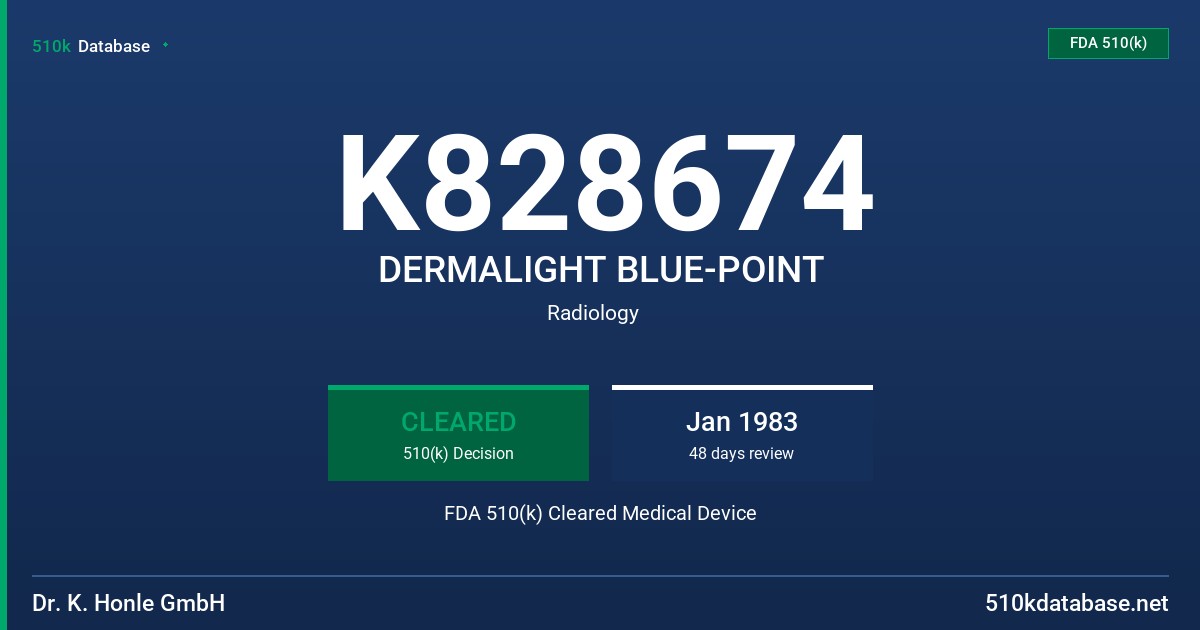 K828674 DERMALIGHT BLUE-POINT FDA 510(k) Cleared Medical Device