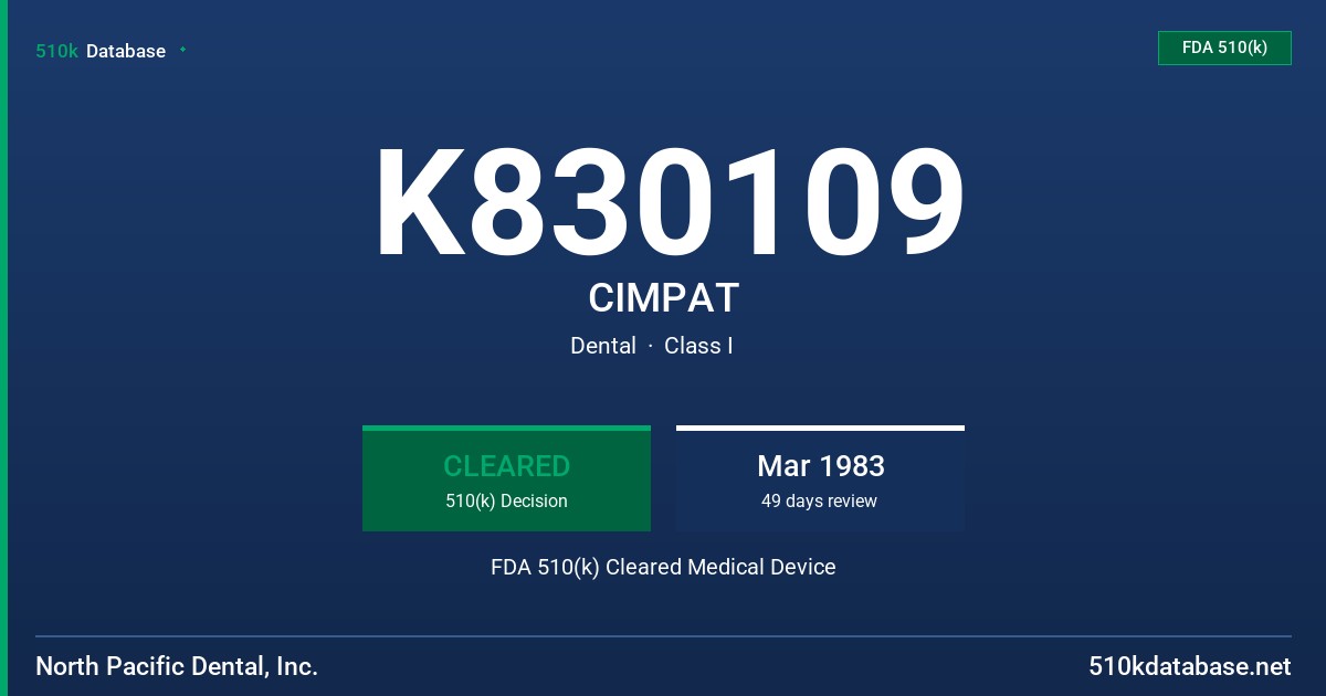 K830109 CIMPAT FDA 510(k) Cleared Medical Device