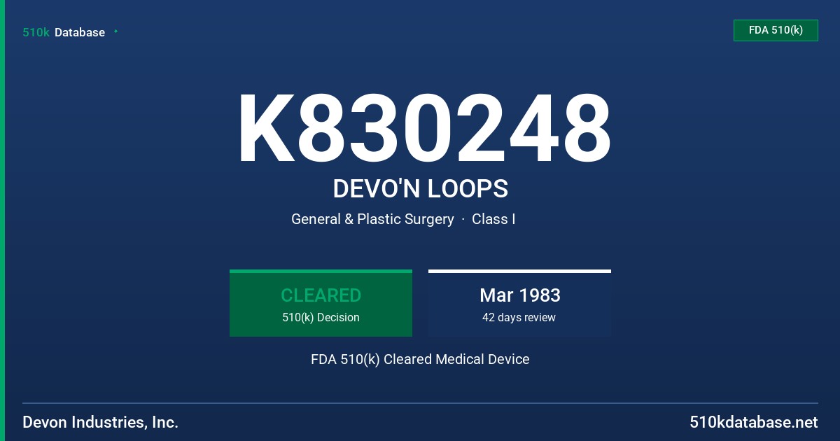 K830248 DEVO'N LOOPS FDA 510(k) Cleared Medical Device