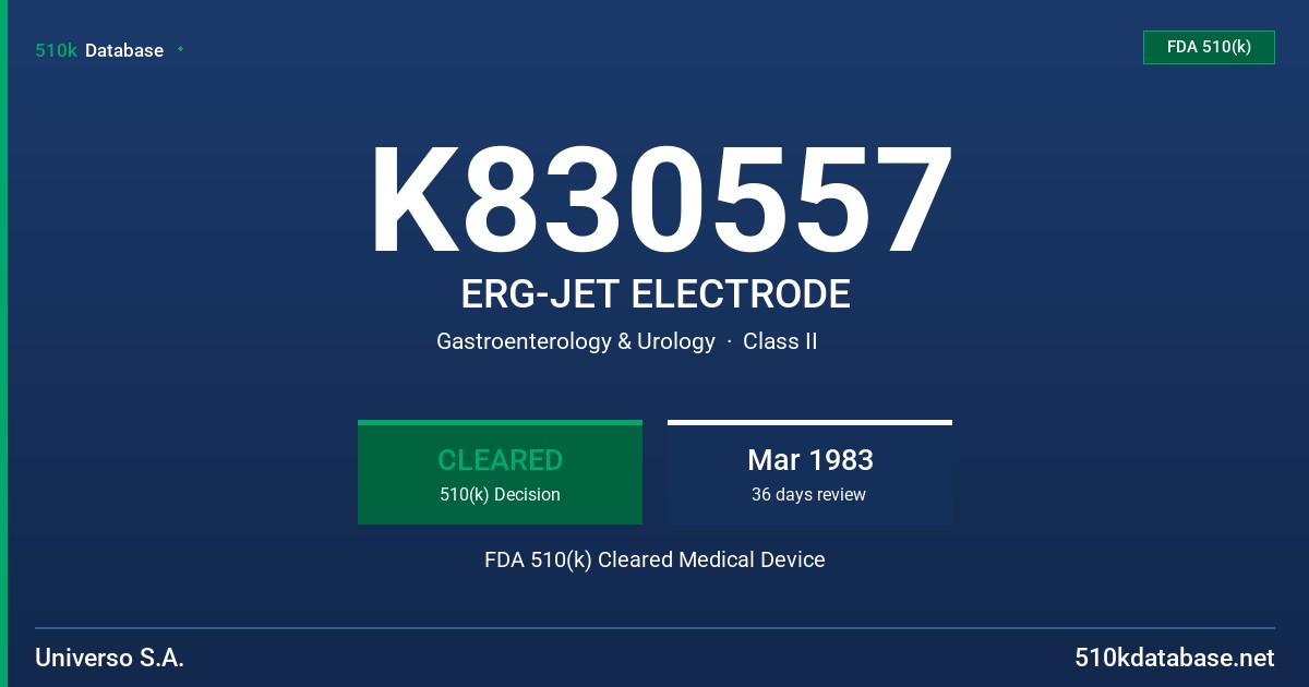 K830557 ERG-JET ELECTRODE FDA 510(k) Cleared Medical Device