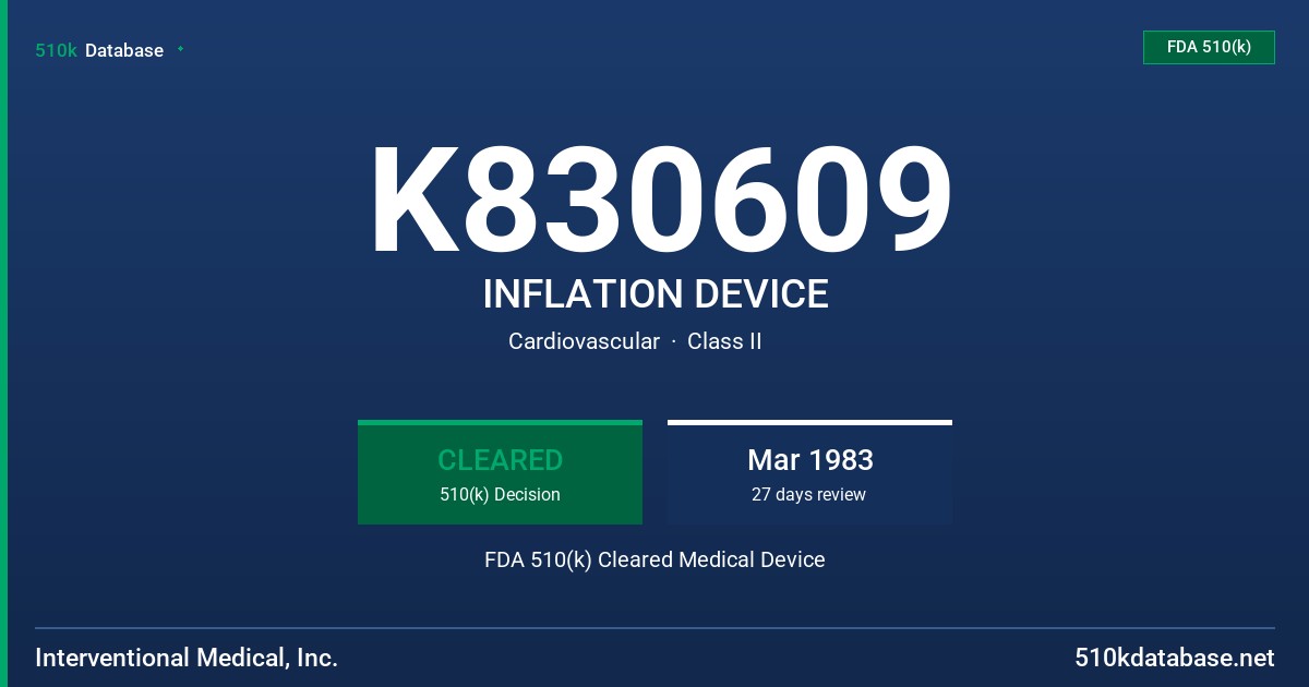K830609 INFLATION DEVICE FDA 510(k) Cleared Medical Device