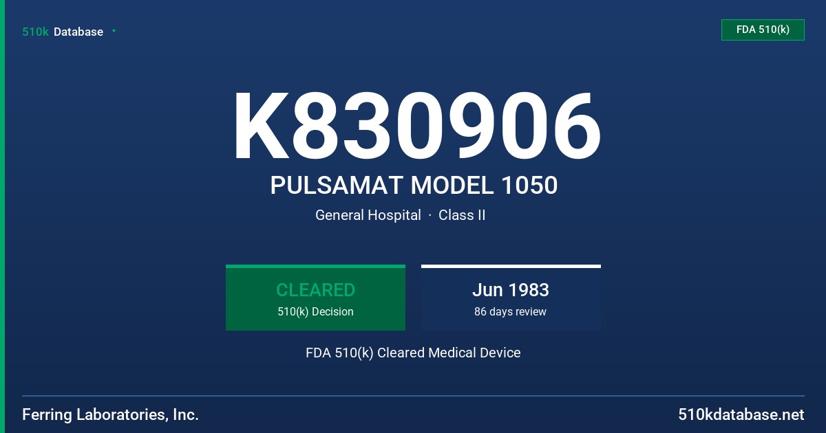 K830906 PULSAMAT MODEL 1050 FDA 510(k) Cleared Medical Device