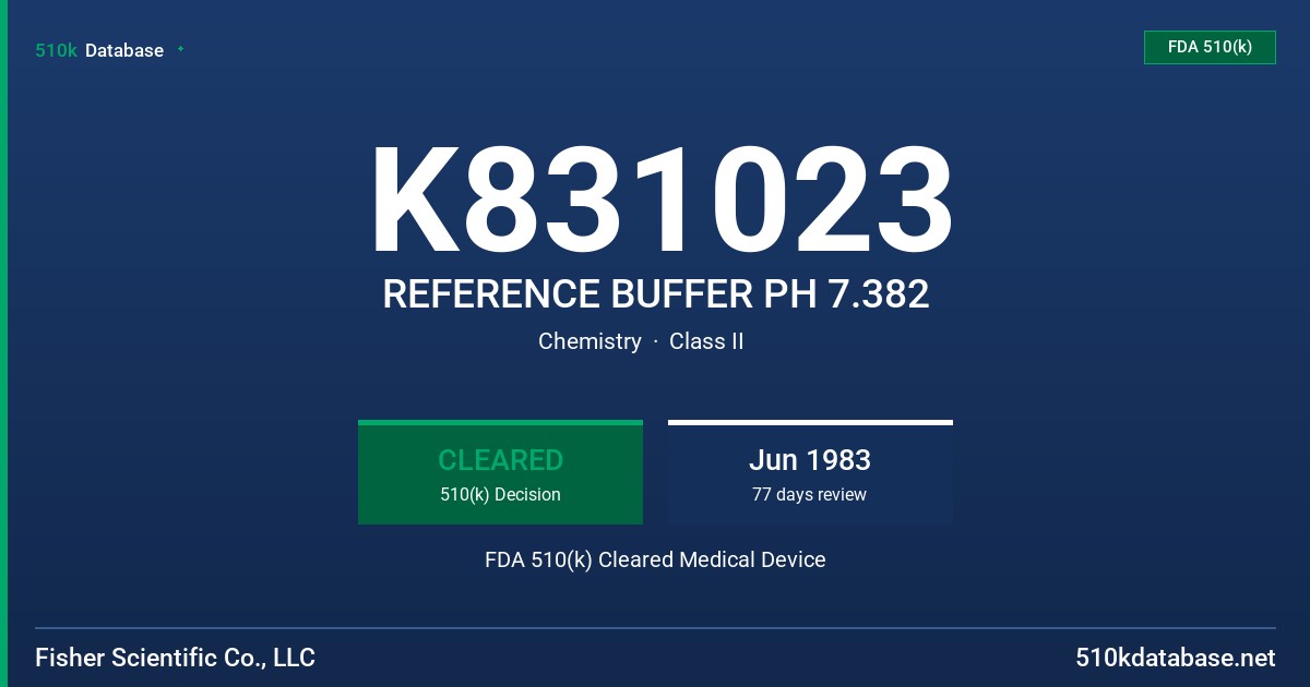K831023 REFERENCE BUFFER PH 7.382 FDA 510(k) Cleared Medical Device