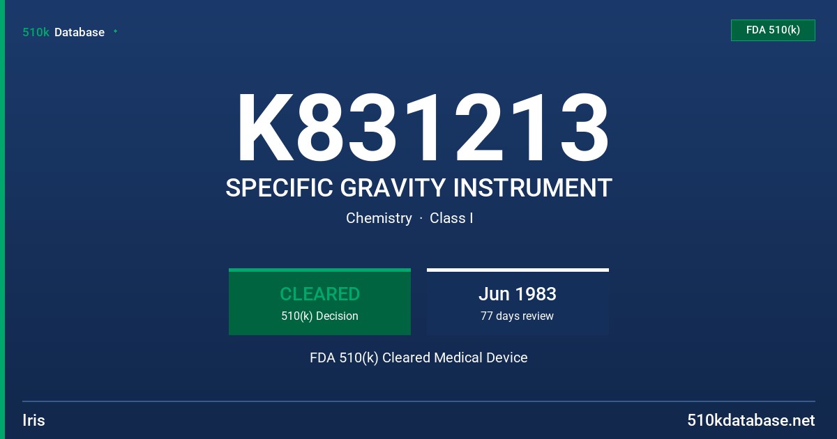 K831213 SPECIFIC GRAVITY INSTRUMENT FDA 510(k) Cleared Medical Device