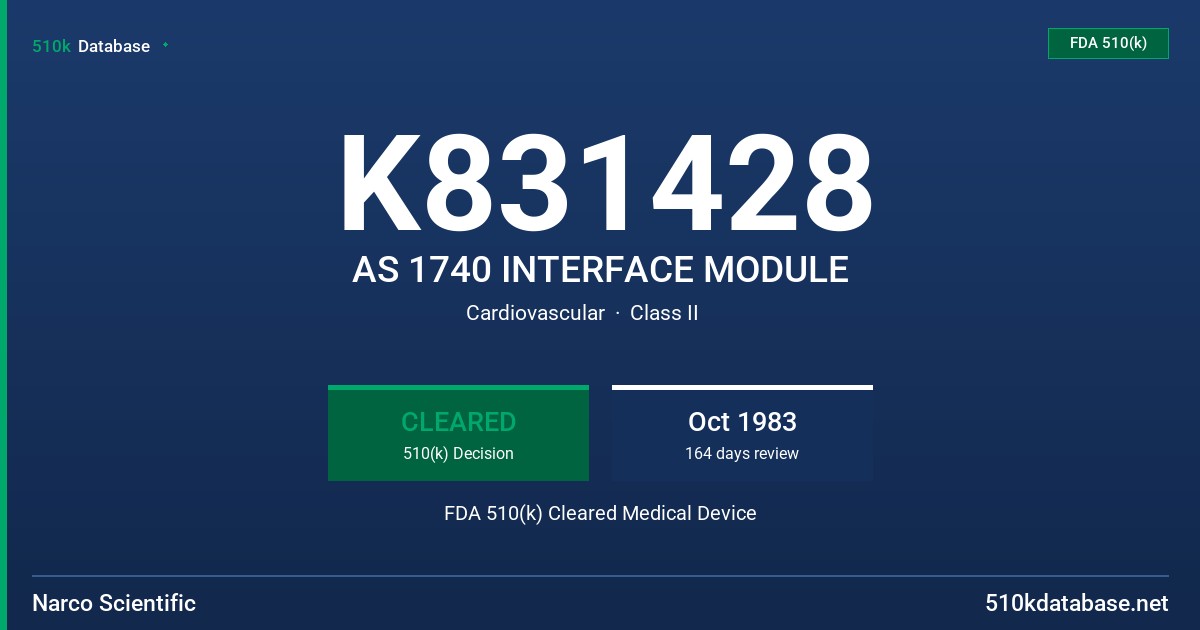 K831428 AS 1740 INTERFACE MODULE FDA 510(k) Cleared Medical Device
