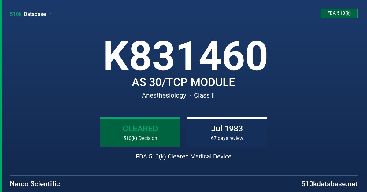 K831460 AS 30/TCP MODULE FDA 510(k) Cleared Medical Device