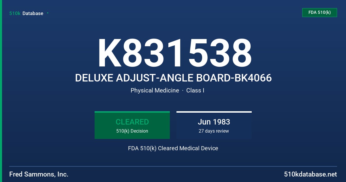 K831538 DELUXE ADJUST-ANGLE BOARD-BK4066 FDA 510(k) Cleared Medical Device