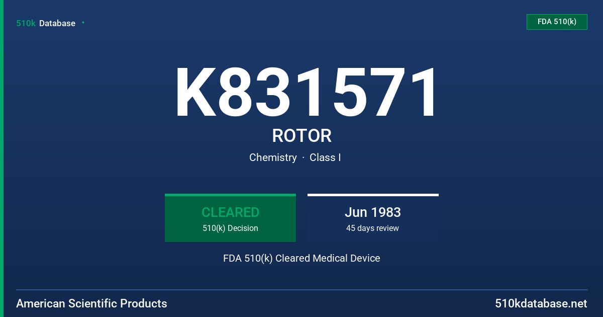 K831571 ROTOR FDA 510(k) Cleared Medical Device