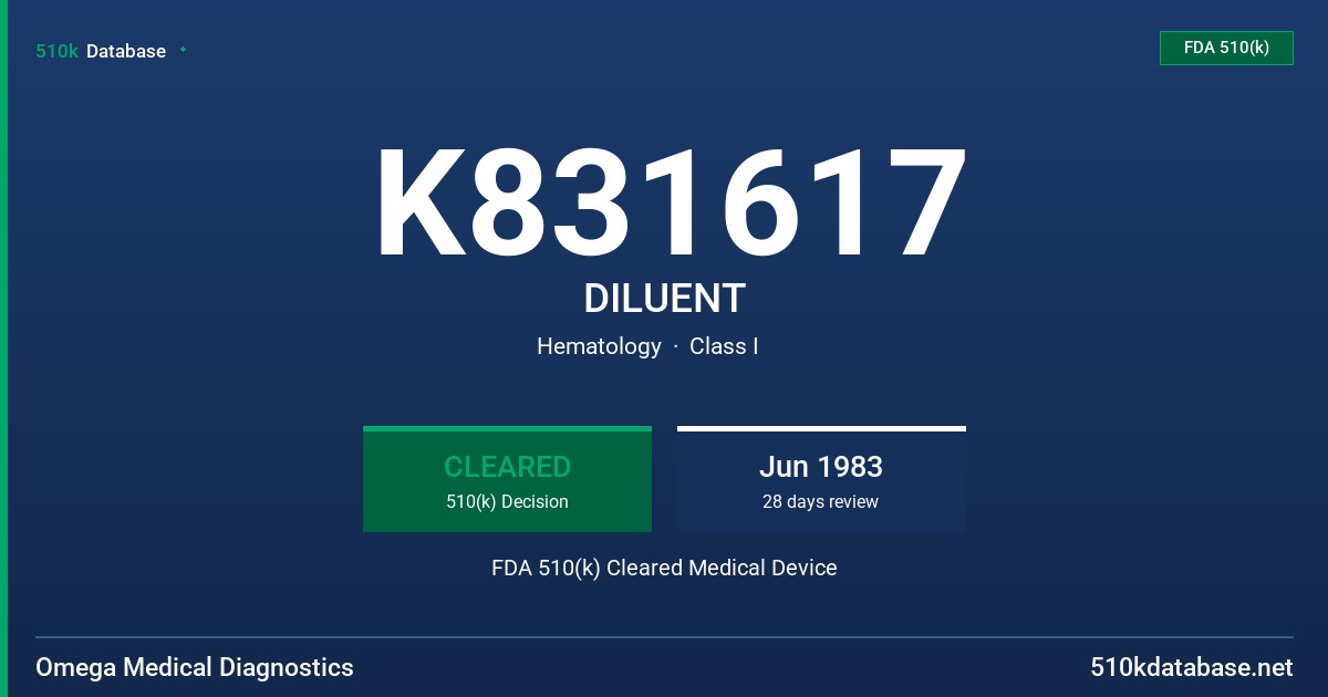K831617 DILUENT FDA 510(k) Cleared Medical Device