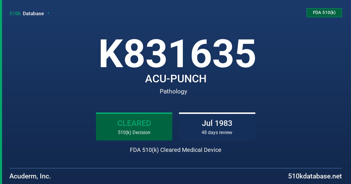 K831635 ACU-PUNCH FDA 510(k) Cleared Medical Device