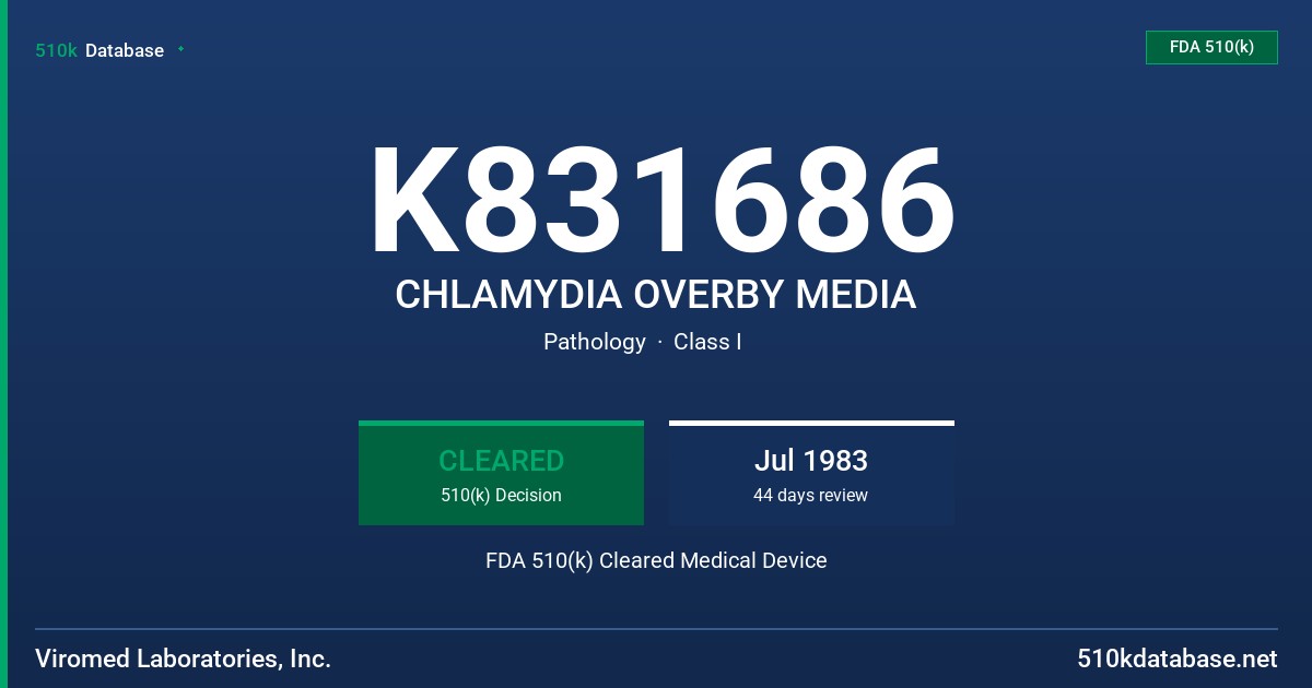 K831686 CHLAMYDIA OVERBY MEDIA FDA 510(k) Cleared Medical Device
