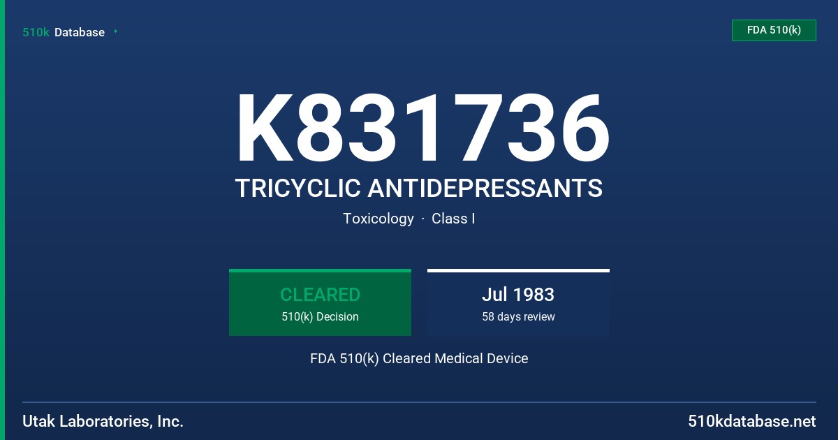 K831736 TRICYCLIC ANTIDEPRESSANTS FDA 510(k) Cleared Medical Device