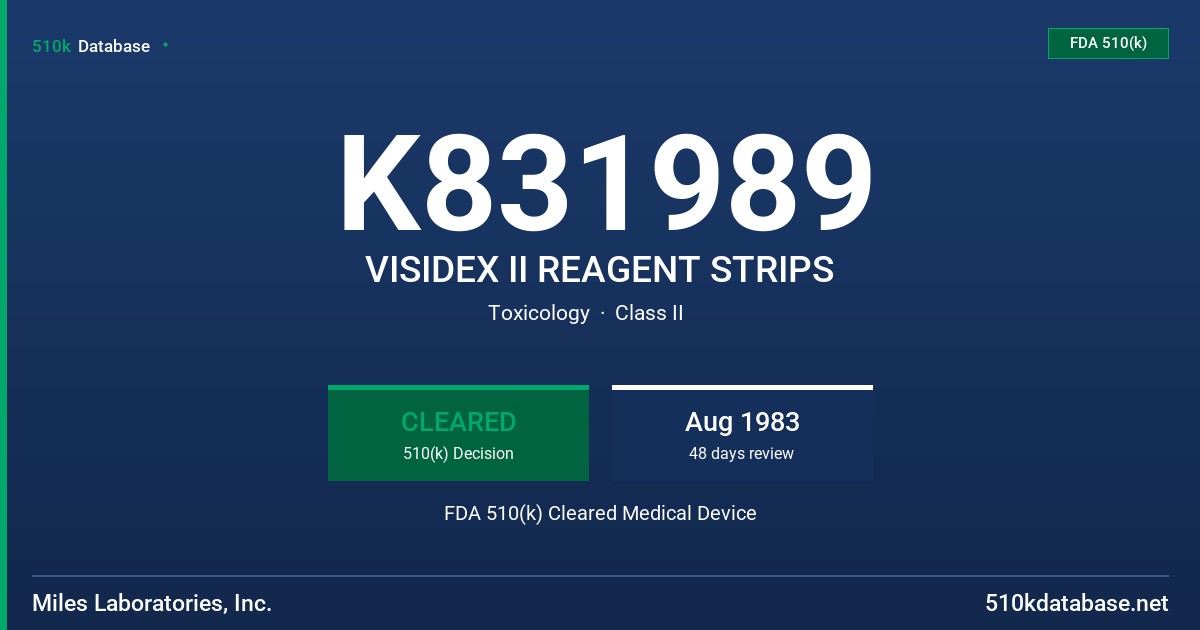 K831989 VISIDEX II REAGENT STRIPS FDA 510(k) Cleared Medical Device