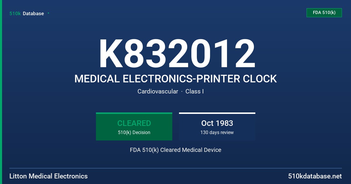 K832012 MEDICAL ELECTRONICS-PRINTER CLOCK FDA 510(k) Cleared Medical Device