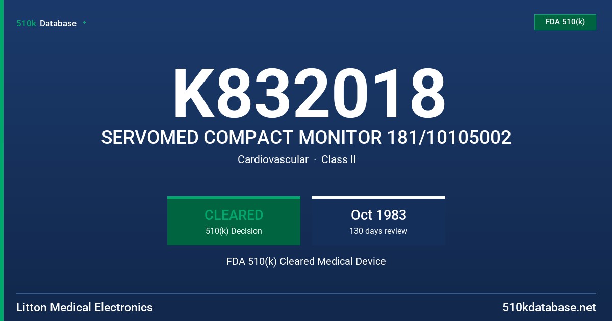 K832018 SERVOMED COMPACT MONITOR 181/10105002 FDA 510(k) Cleared Medical Device