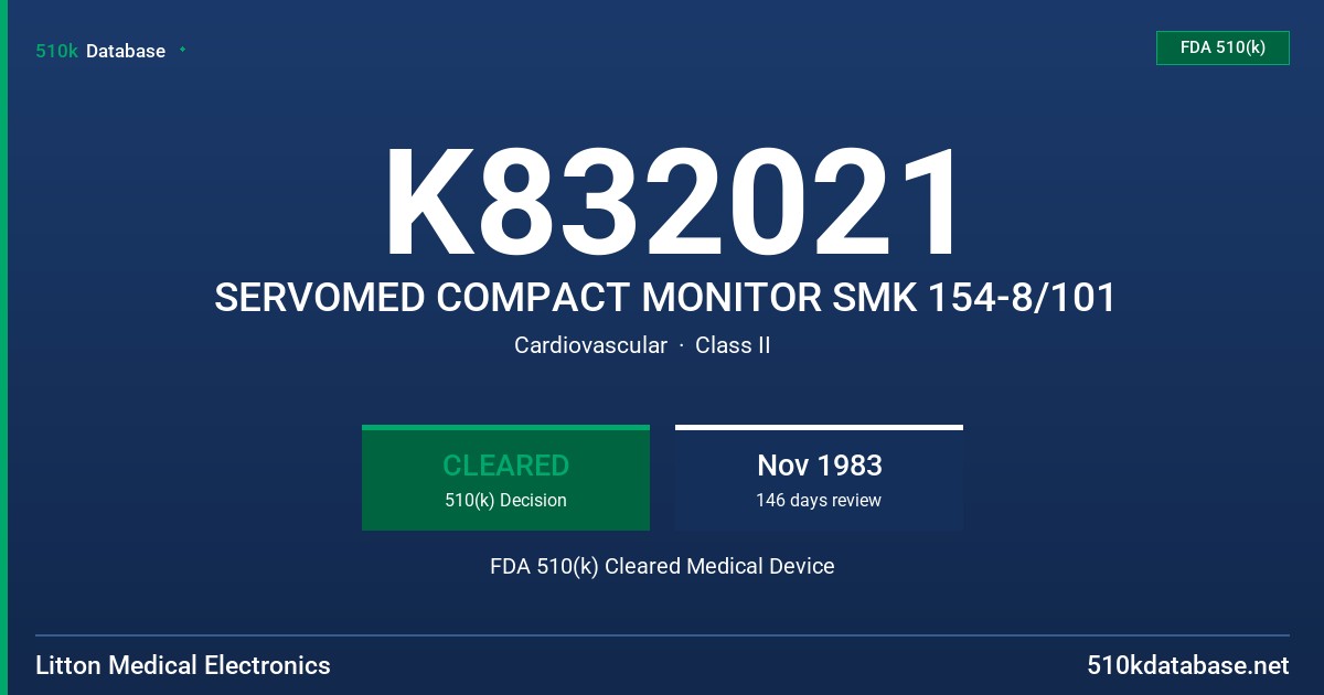 K832021 SERVOMED COMPACT MONITOR SMK 154-8/101 FDA 510(k) Cleared Medical Device