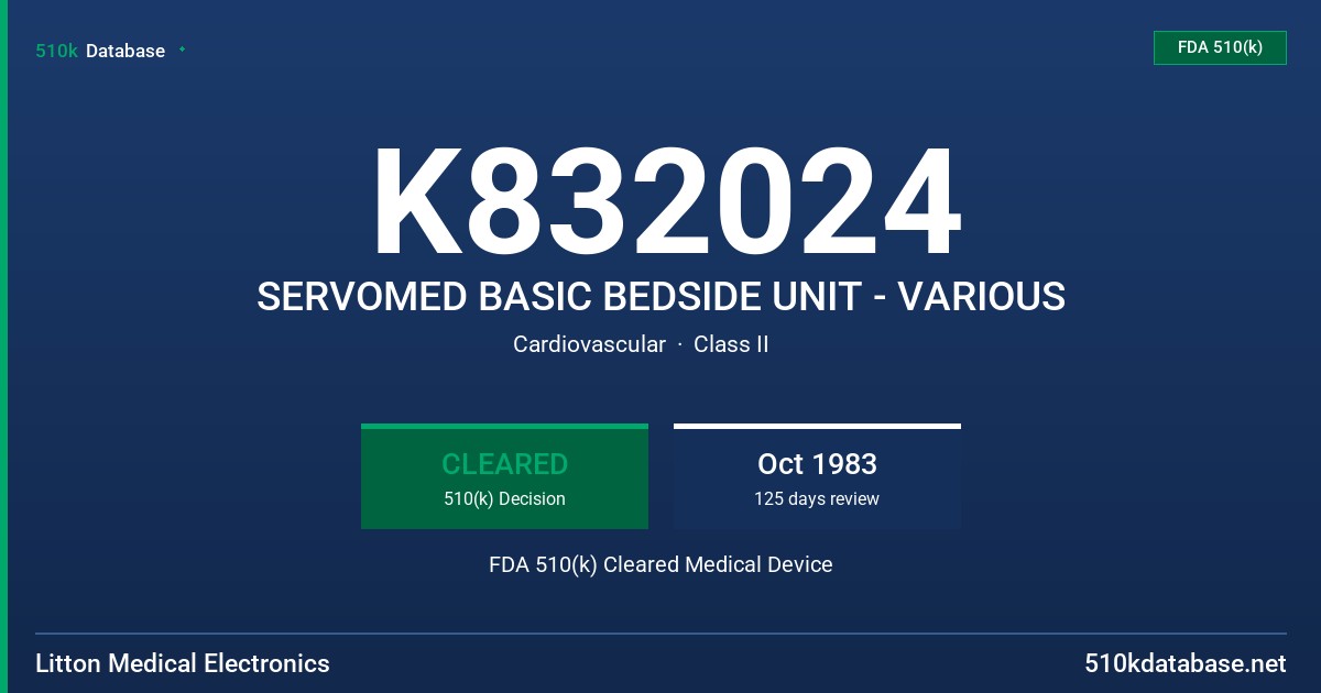 K832024 SERVOMED BASIC BEDSIDE UNIT - VARIOUS FDA 510(k) Cleared Medical Device