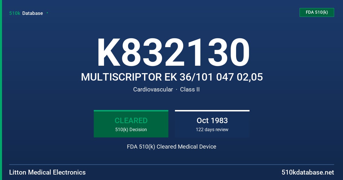 K832130 MULTISCRIPTOR EK 36/101 047 02,05 FDA 510(k) Cleared Medical Device