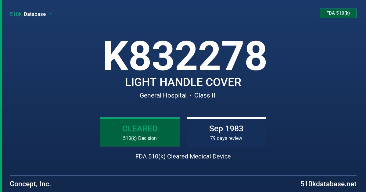 K832278 LIGHT HANDLE COVER FDA 510(k) Cleared Medical Device