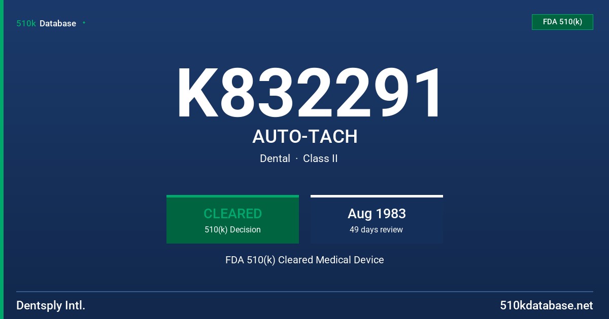K832291 AUTO-TACH FDA 510(k) Cleared Medical Device