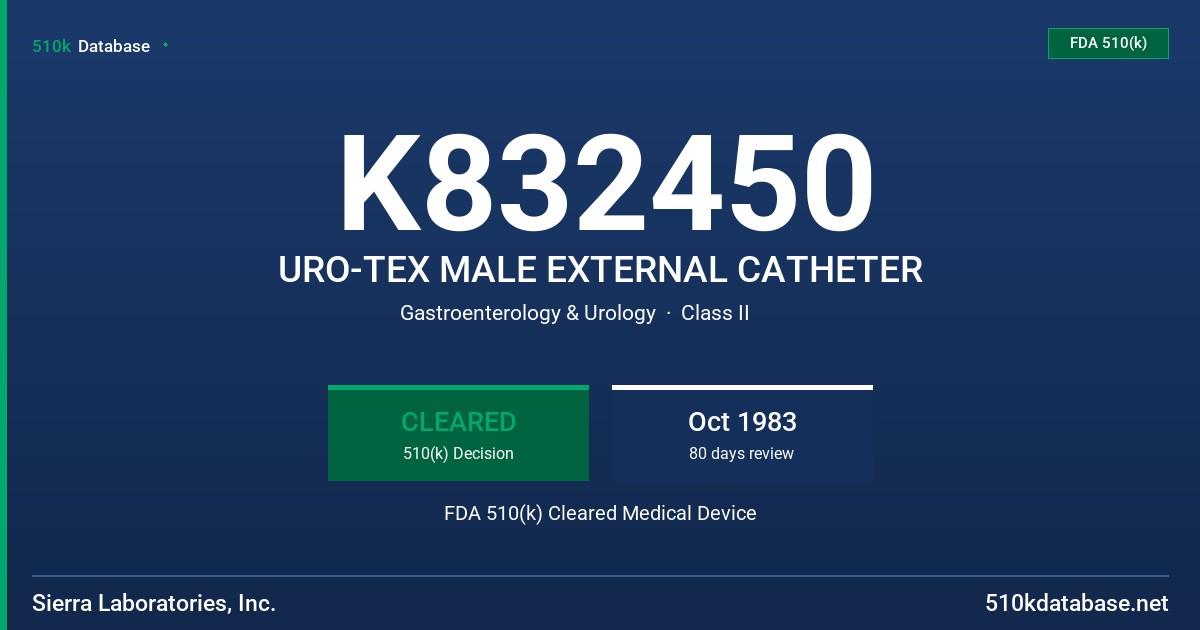 K832450 URO-TEX MALE EXTERNAL CATHETER FDA 510(k) Cleared Medical Device