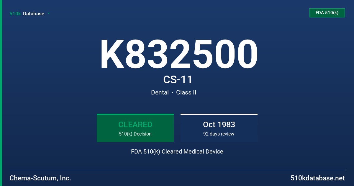 K832500 CS-11 FDA 510(k) Cleared Medical Device