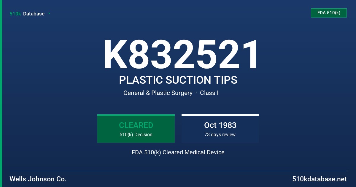 K832521 PLASTIC SUCTION TIPS FDA 510(k) Cleared Medical Device