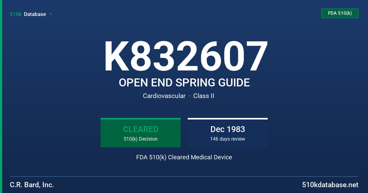 K832607 OPEN END SPRING GUIDE FDA 510(k) Cleared Medical Device