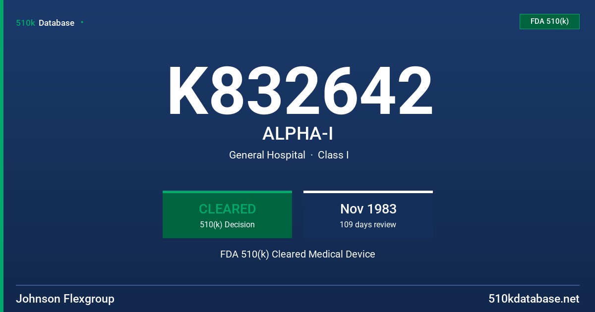 K832642 ALPHA-I FDA 510(k) Cleared Medical Device