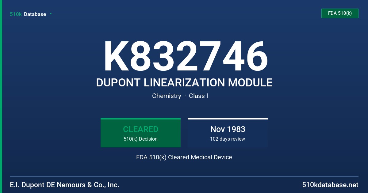 K832746 DUPONT LINEARIZATION MODULE FDA 510(k) Cleared Medical Device