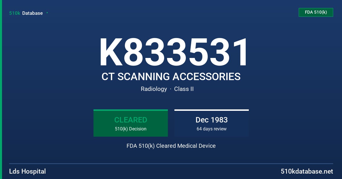 K833531 CT SCANNING ACCESSORIES FDA 510(k) Cleared Medical Device
