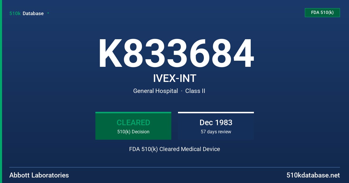 K833684 IVEX-INT FDA 510(k) Cleared Medical Device