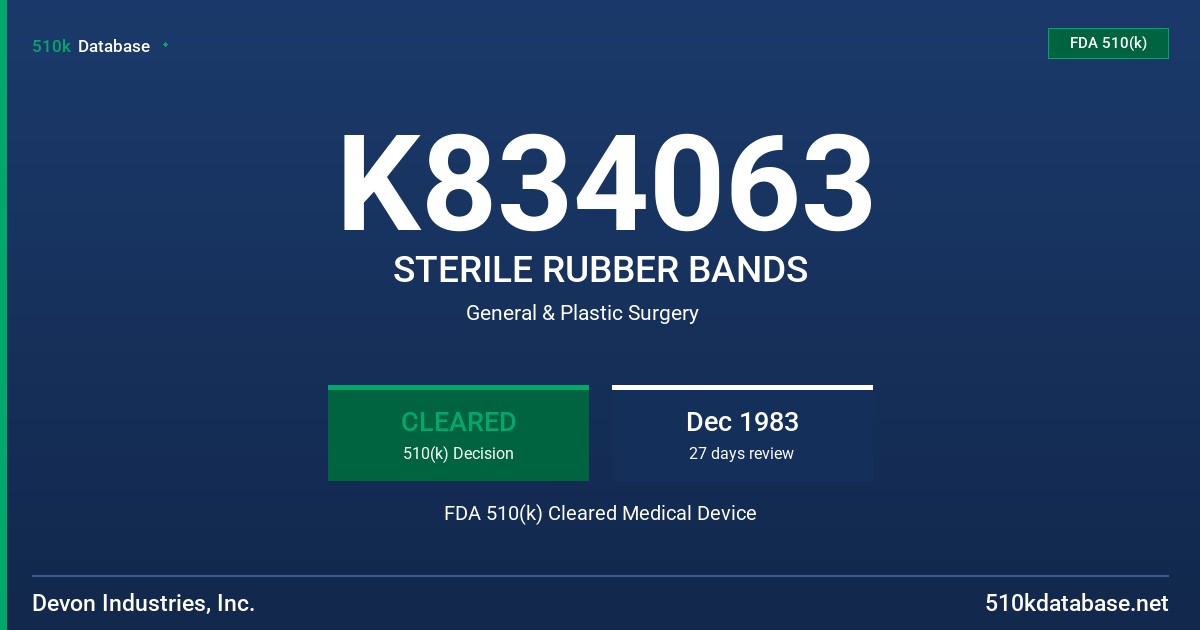 K834063 STERILE RUBBER BANDS FDA 510(k) Cleared Medical Device