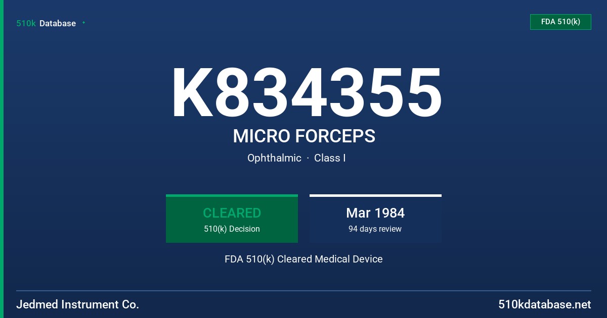 K834355 MICRO FORCEPS FDA 510(k) Cleared Medical Device