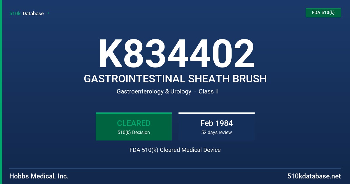K834402 GASTROINTESTINAL SHEATH BRUSH FDA 510(k) Cleared Medical Device