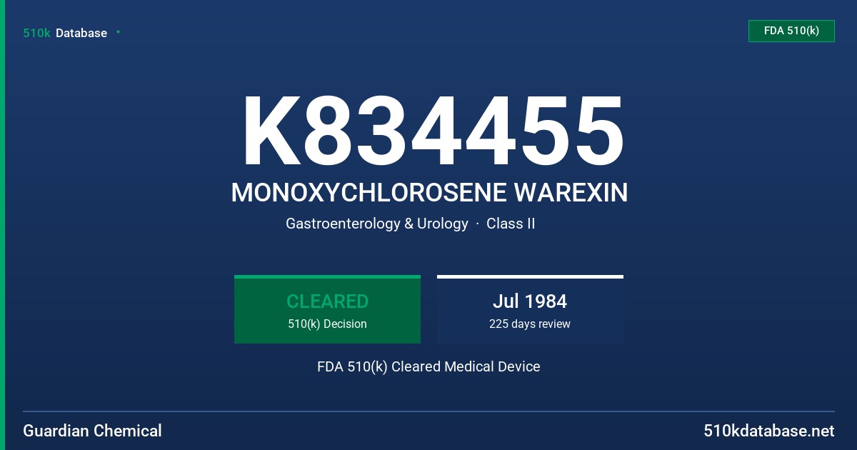 K834455 MONOXYCHLOROSENE WAREXIN FDA 510(k) Cleared Medical Device