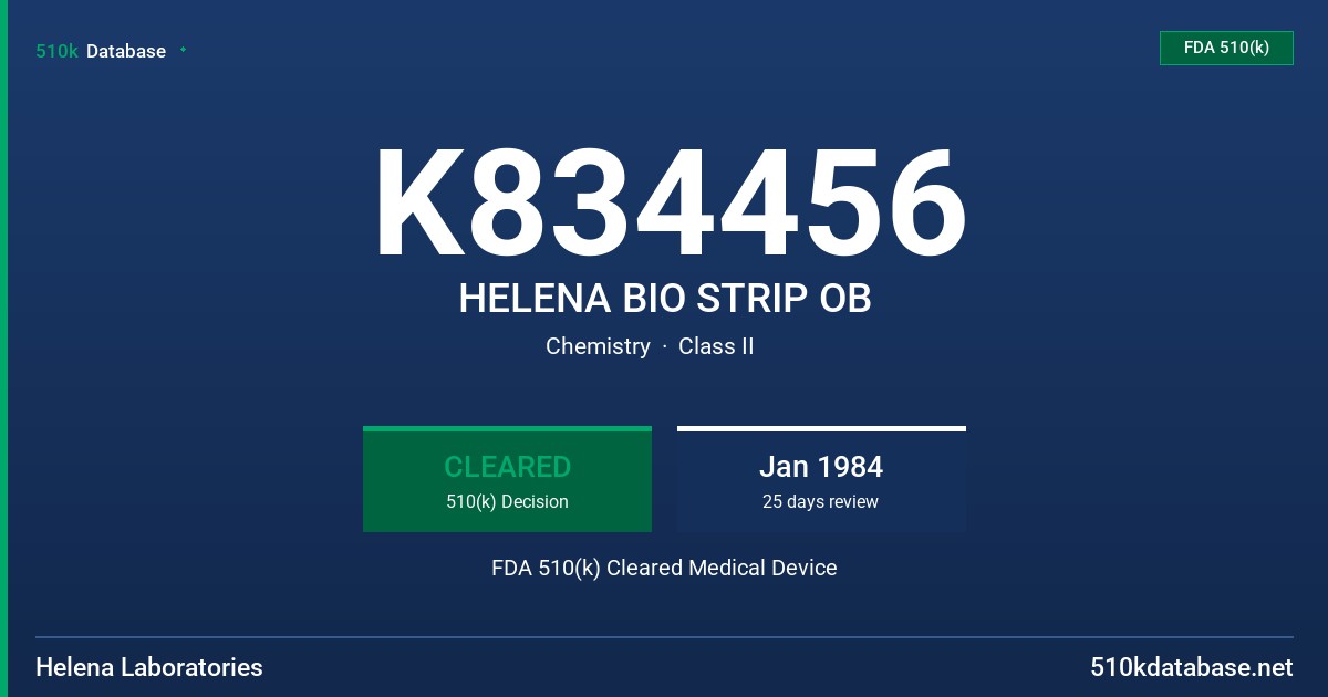 K834456 HELENA BIO STRIP OB FDA 510(k) Cleared Medical Device