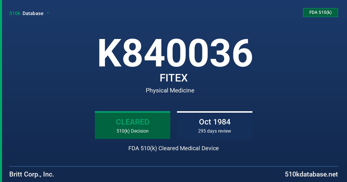 K840036 FITEX FDA 510(k) Cleared Medical Device