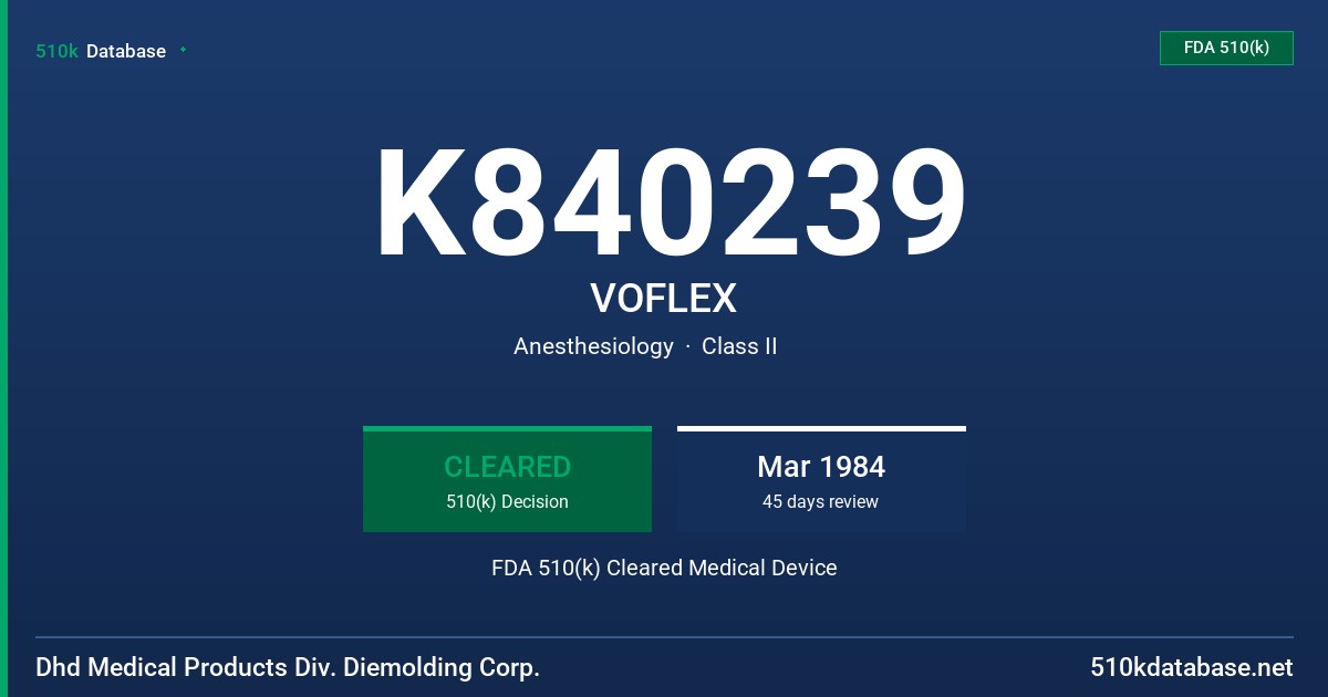 K840239 VOFLEX FDA 510(k) Cleared Medical Device