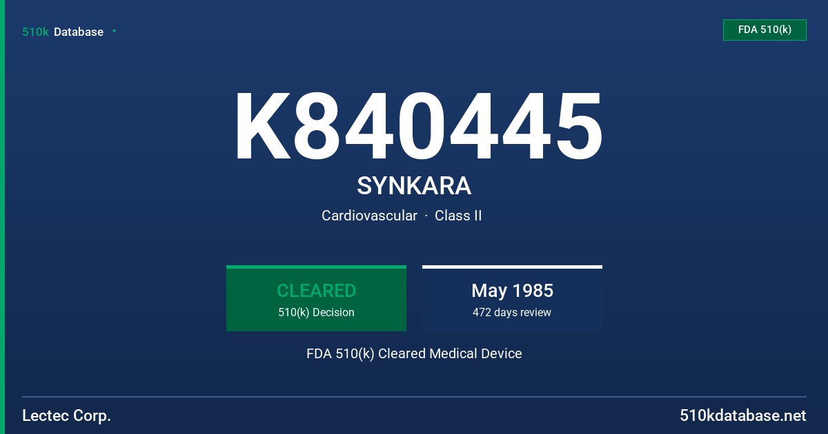 K840445 SYNKARA FDA 510(k) Cleared Medical Device