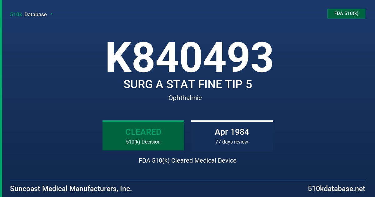 K840493 SURG A STAT FINE TIP 5 FDA 510(k) Cleared Medical Device