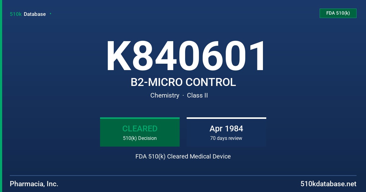 K840601 B2-MICRO CONTROL FDA 510(k) Cleared Medical Device