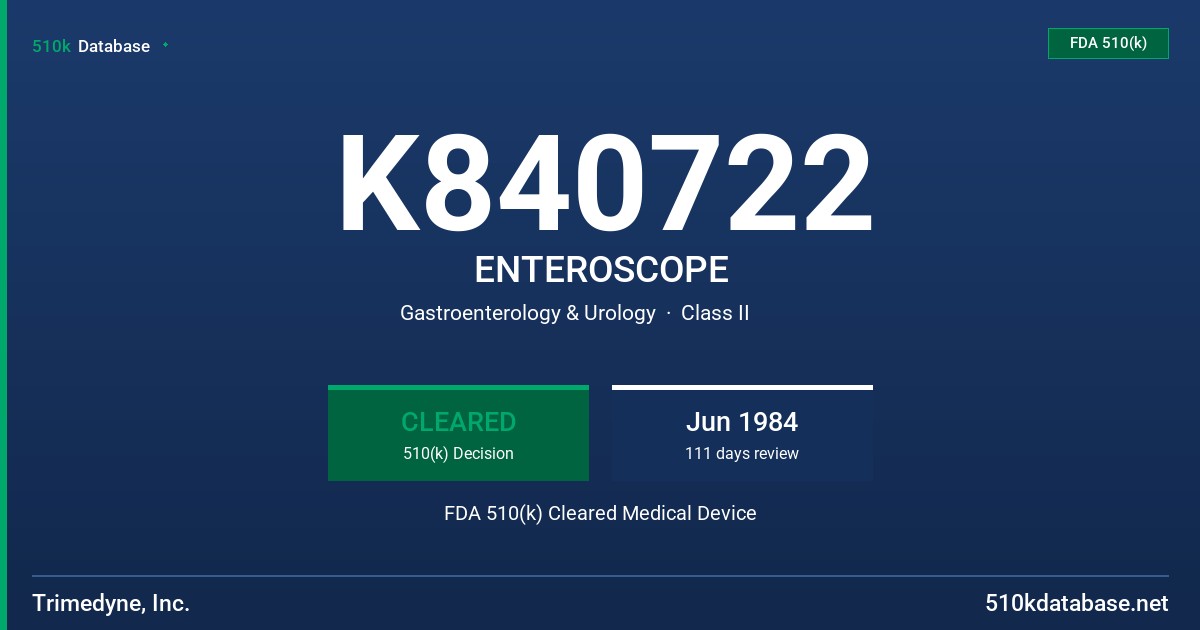 K840722 ENTEROSCOPE FDA 510(k) Cleared Medical Device