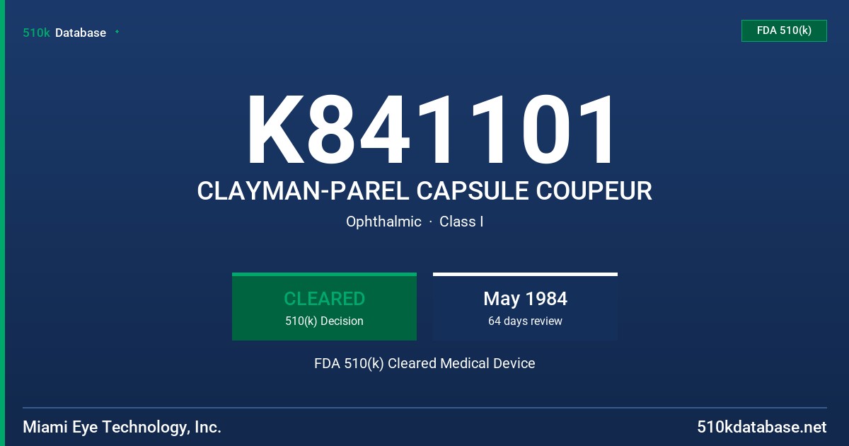 K841101 CLAYMAN-PAREL CAPSULE COUPEUR FDA 510(k) Cleared Medical Device