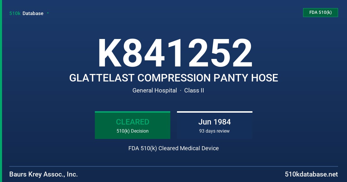 K841252 GLATTELAST COMPRESSION PANTY HOSE FDA 510(k) Cleared Medical Device